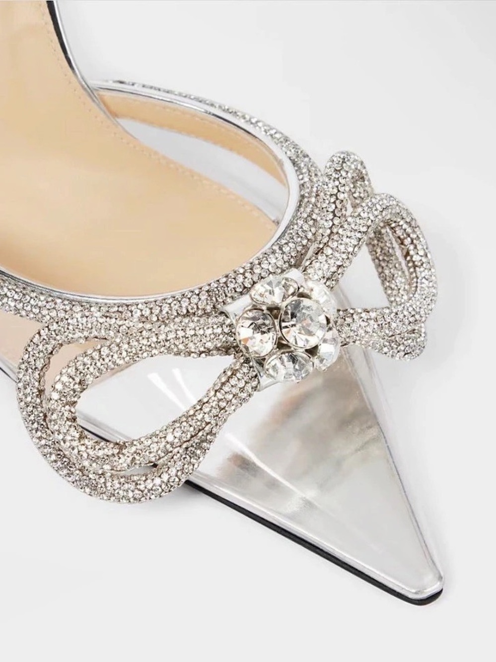 LULUs Rhinestone Bow Pointed-Toe Heels - Picture 3 of 7